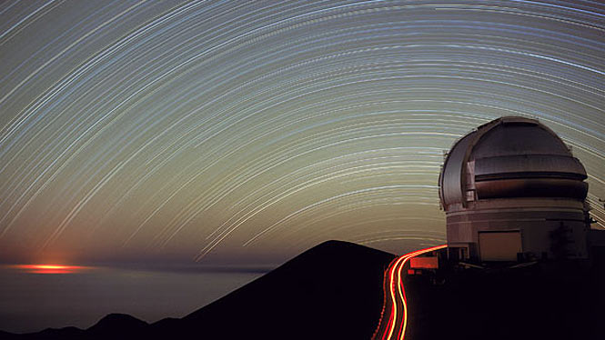 Star trails over Mauna Kea observatory