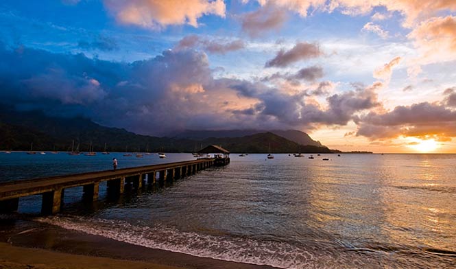 Hanalei pier at sunset